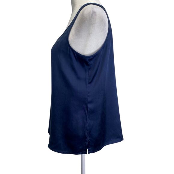 EILEEN FISHER Silk Navy Blue Sleeveless Tank Top Sz S Nautical Coastal Summer - Picture 3 of 8